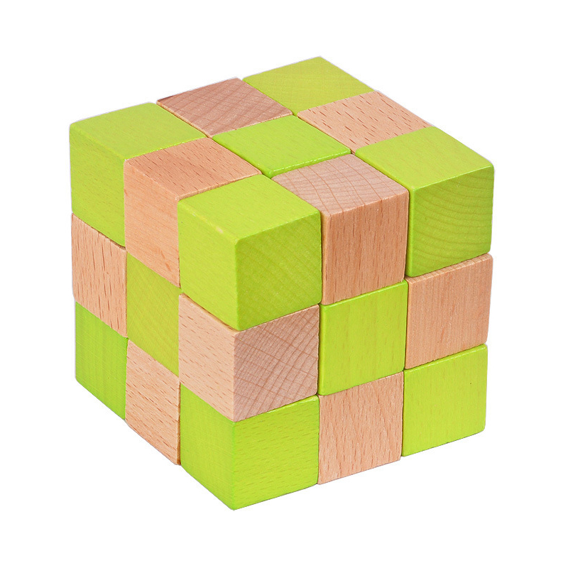 Brain Teaser Cube - Cube serpent en bois Puzzle IQ