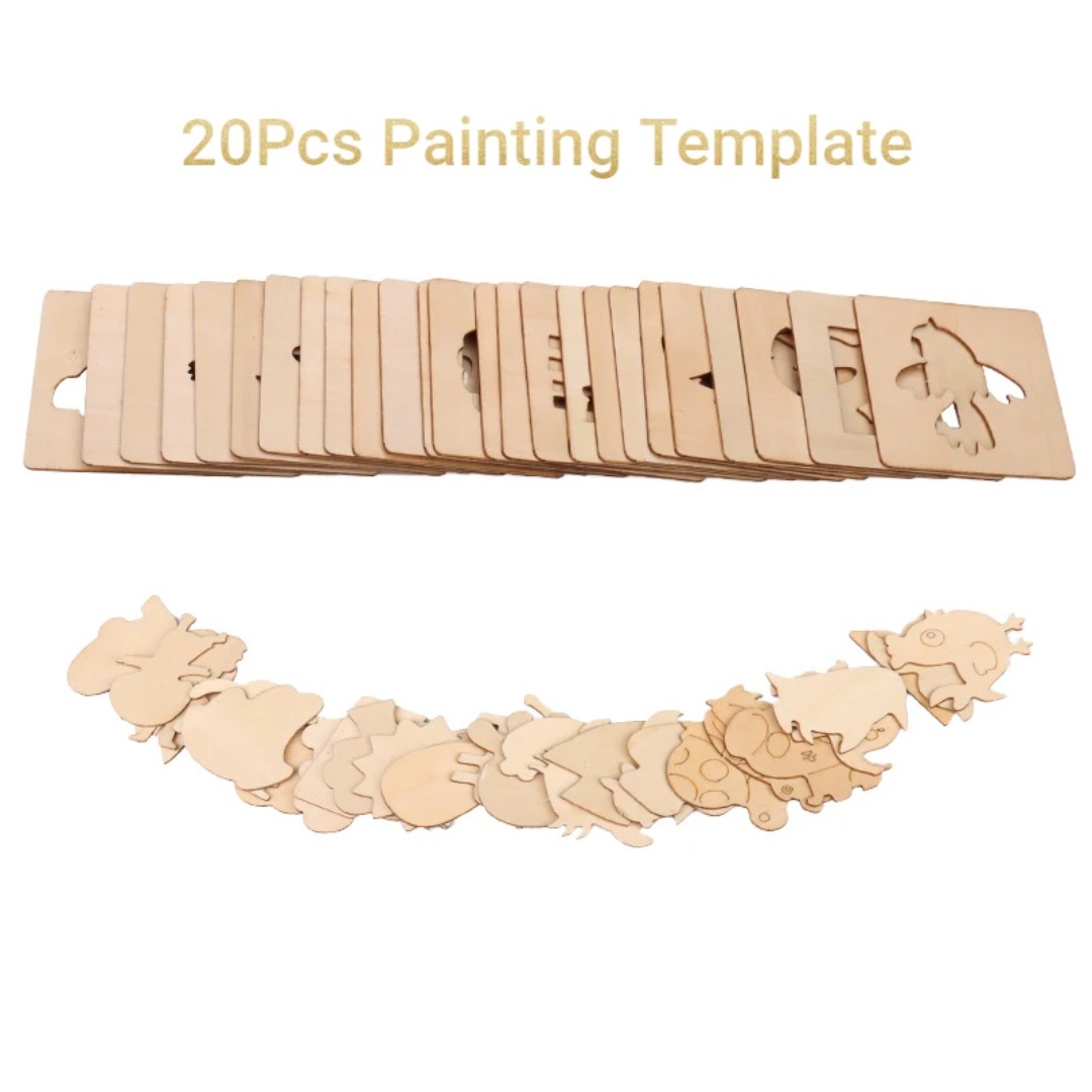 Kids Education Template - Pochoirs de dessin en bois Montessori,