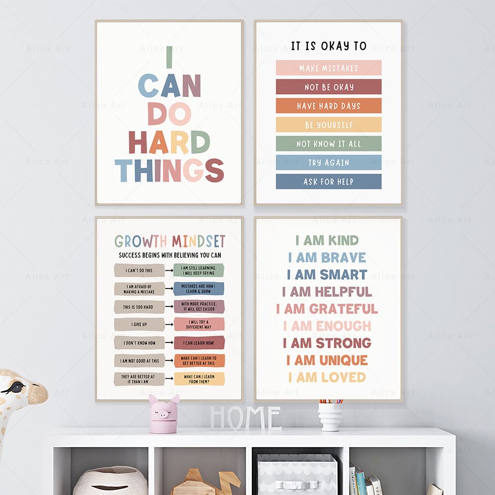 Kids Education Quote - Affiches d'affirmations pour chambre d'enfant, pensée