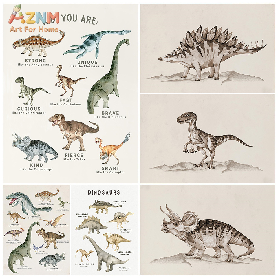 Kids Education Quote - AZNM – toile murale avec dinosaures