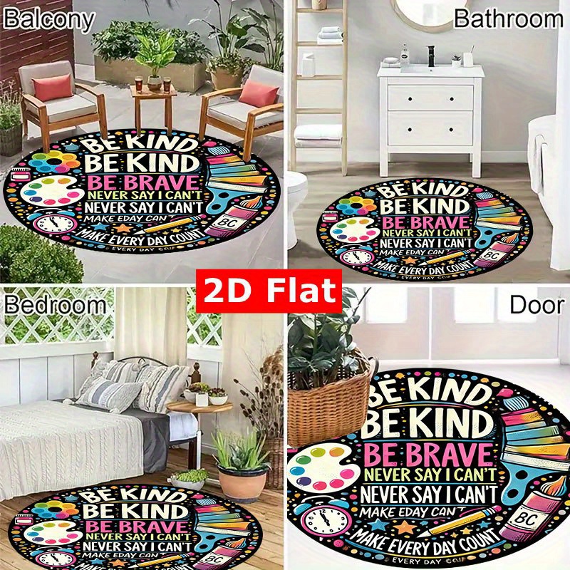 Tapis rond en flanelle avec ci - Kids Education Quote avis et prix