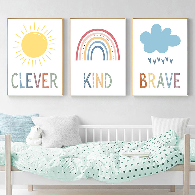 Toile imprimée soleil arc-en-c - Kids Education Quote avis et prix