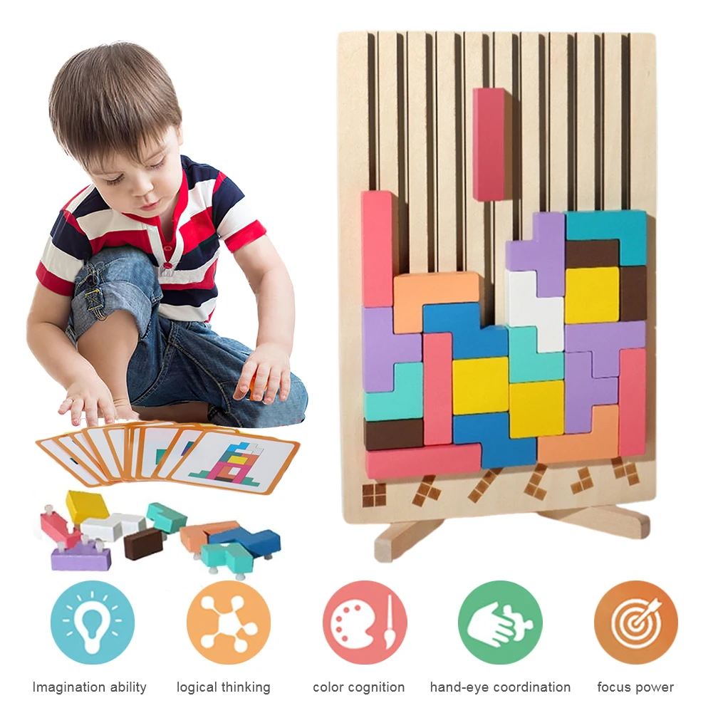 Puzzle Tetris 3D en bois, joue - Kids Education Level avis et prix