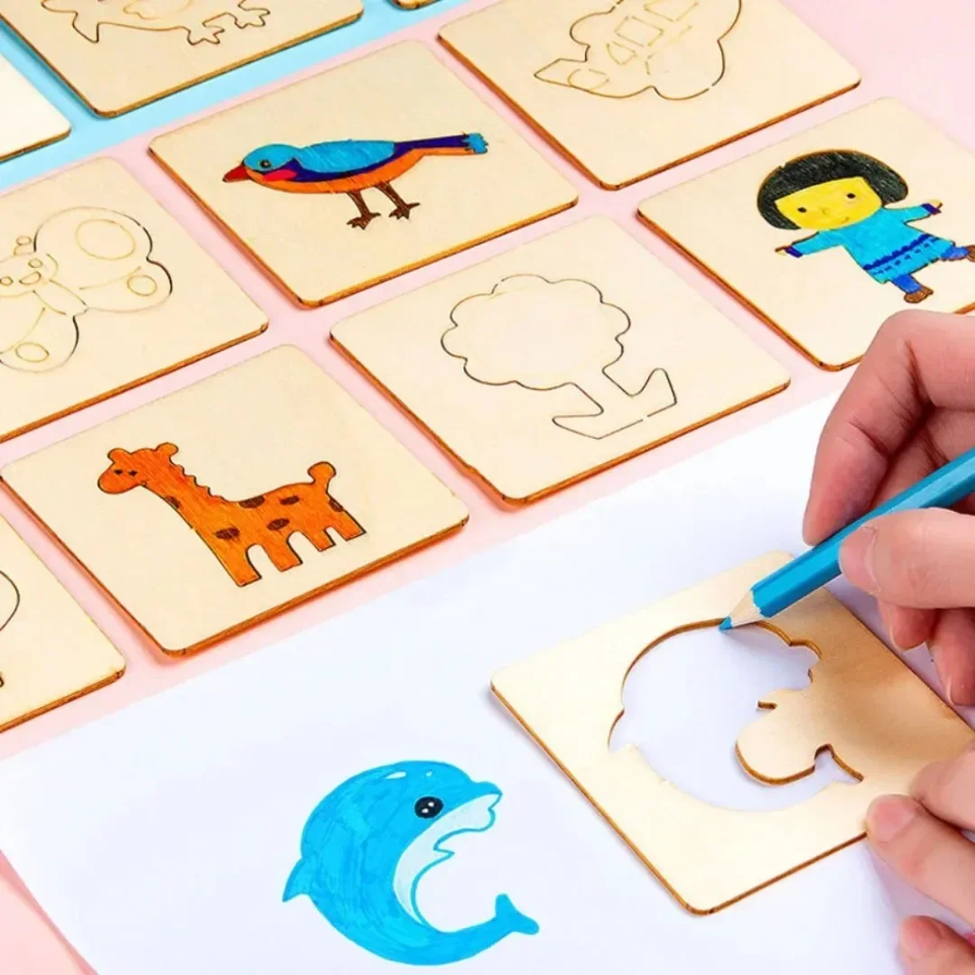 Pochoirs de dessin en bois Mon - Kids Education Template avis et prix