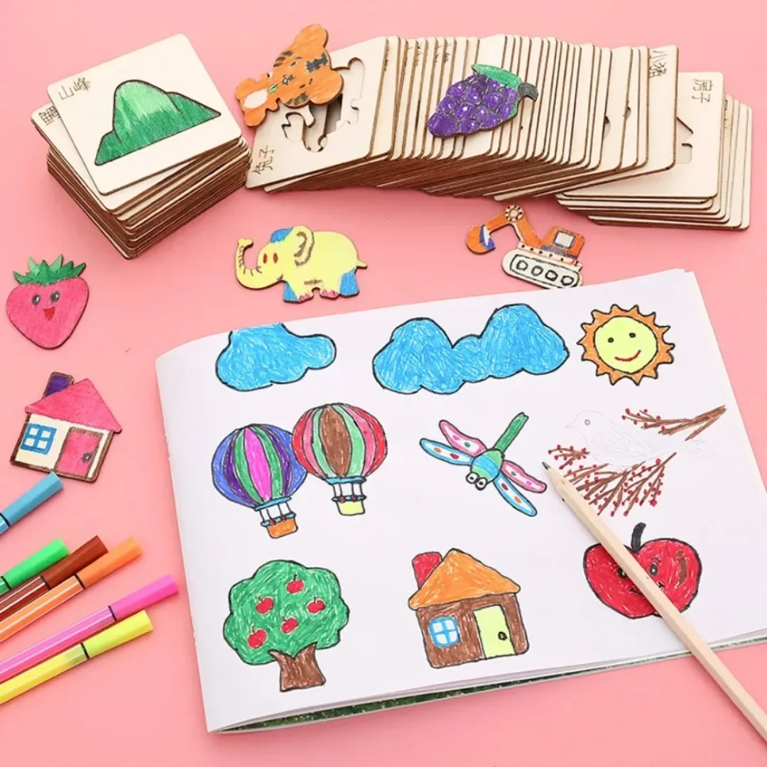 Pochoirs de dessin en bois Mon - Kids Education Template avis et prix